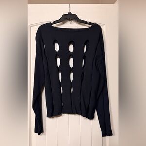 SHEIN Black Cut-Out Long Sleeve Top